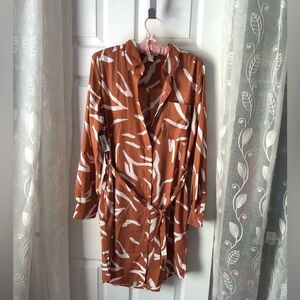 New Daily Ritual button down  shirt dress with belt, size small P